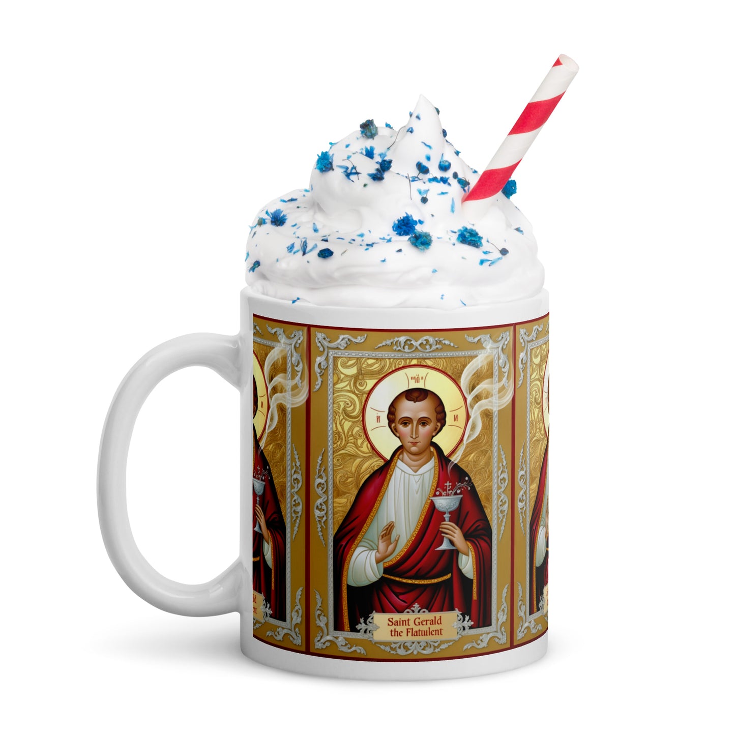 St Gerald the Flatulate - White glossy mug