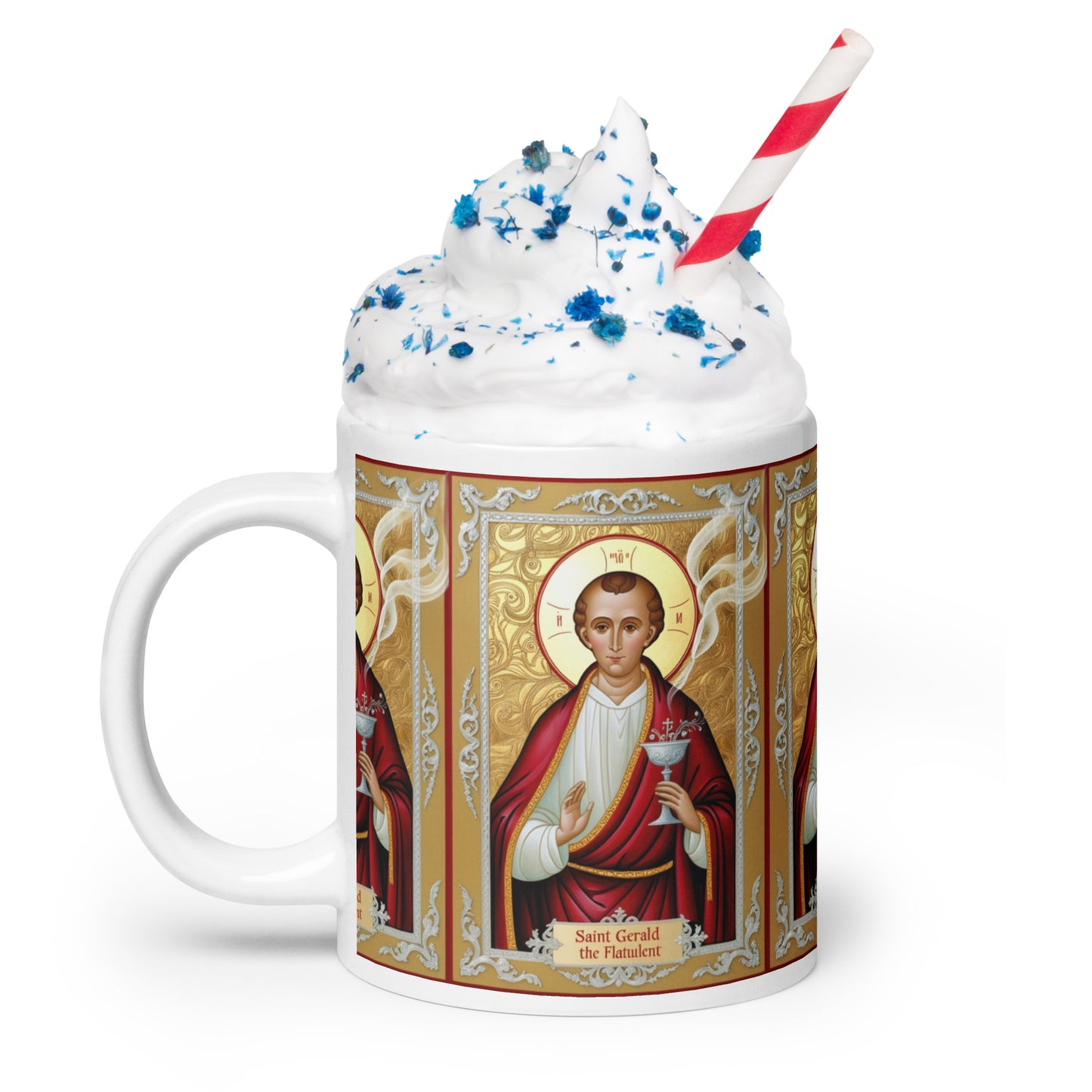 St Gerald the Flatulate - White glossy mug